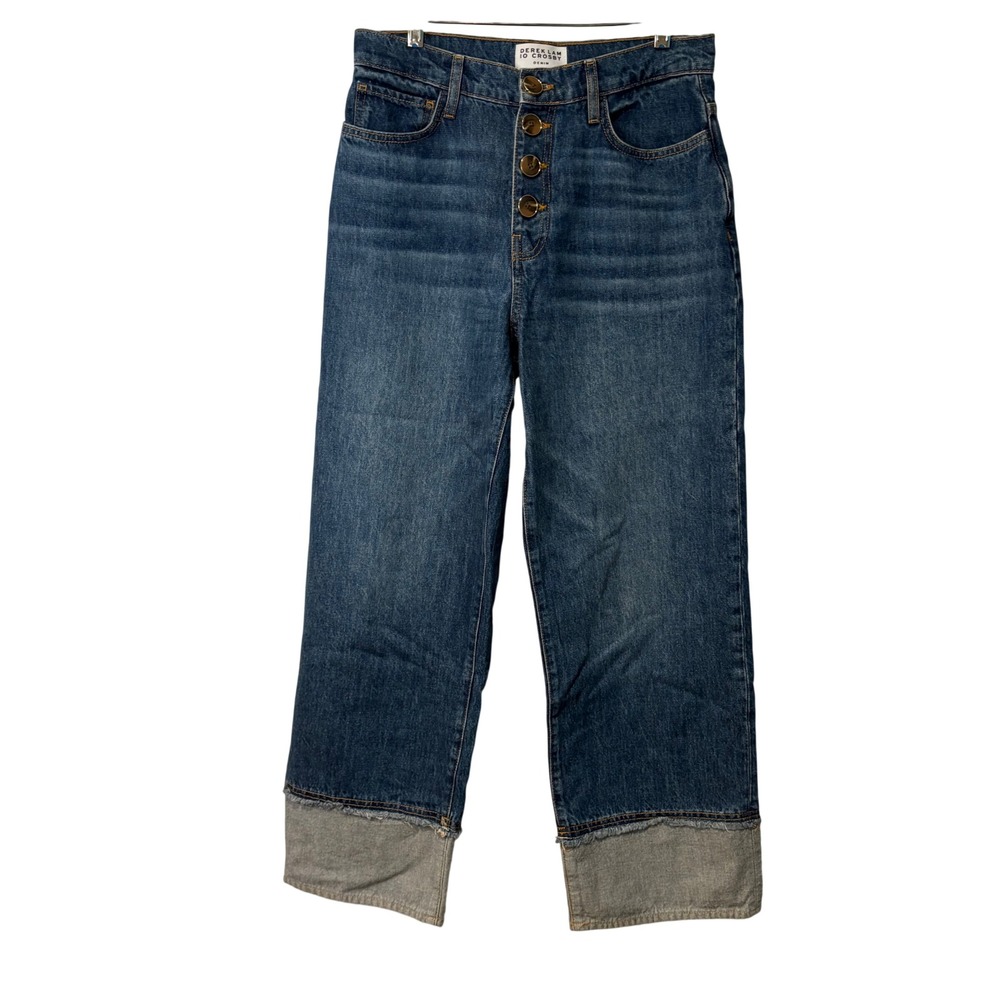 Derek Lam 10 Crosby Jeans Women 29 Blue High Rise Button Fly Wide Cuff Denim